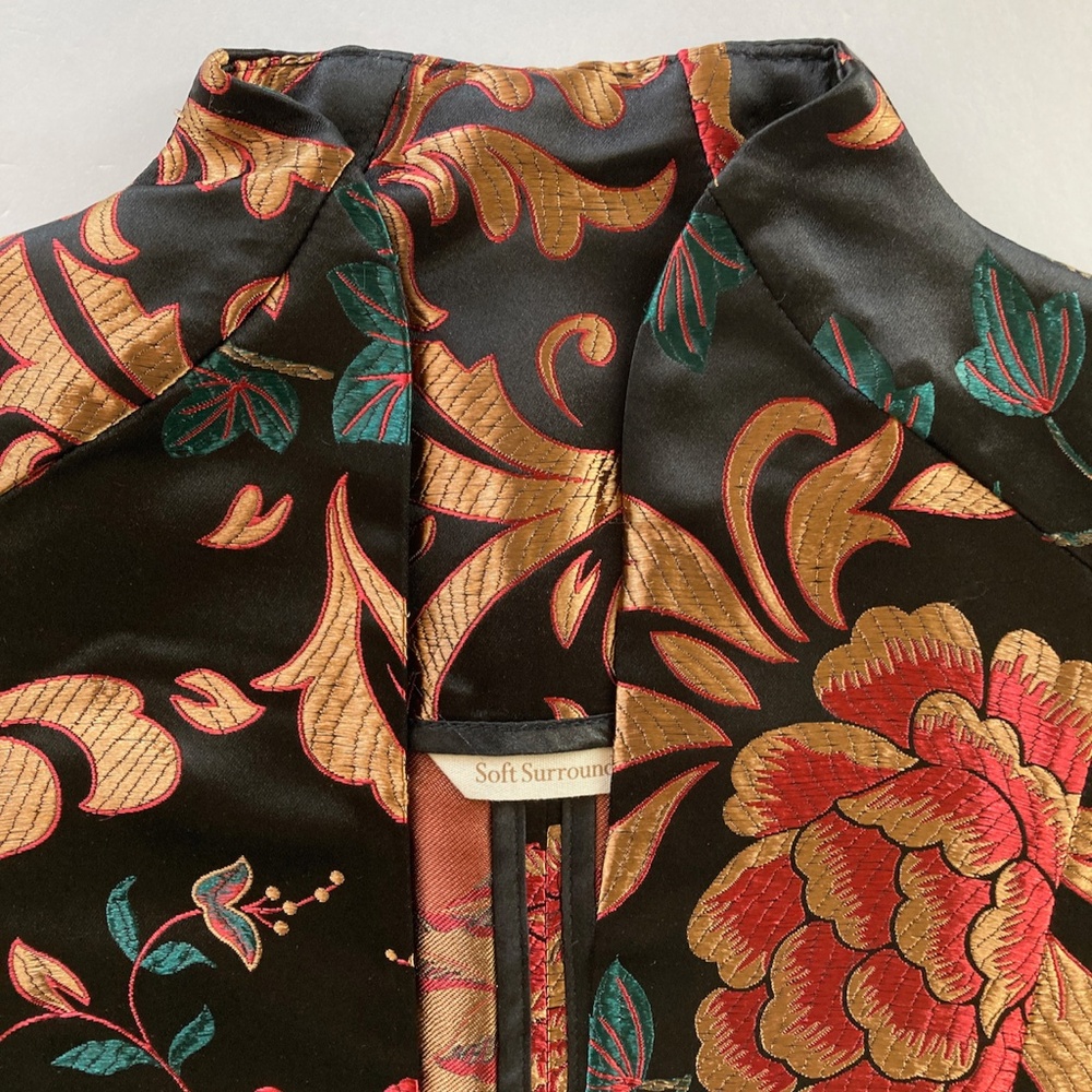 Soft Surroundings Jacket "Moon Dynasty" Black Floral Brocade NWOT XS 6 8 Bust 38 - Picture 6 of 13